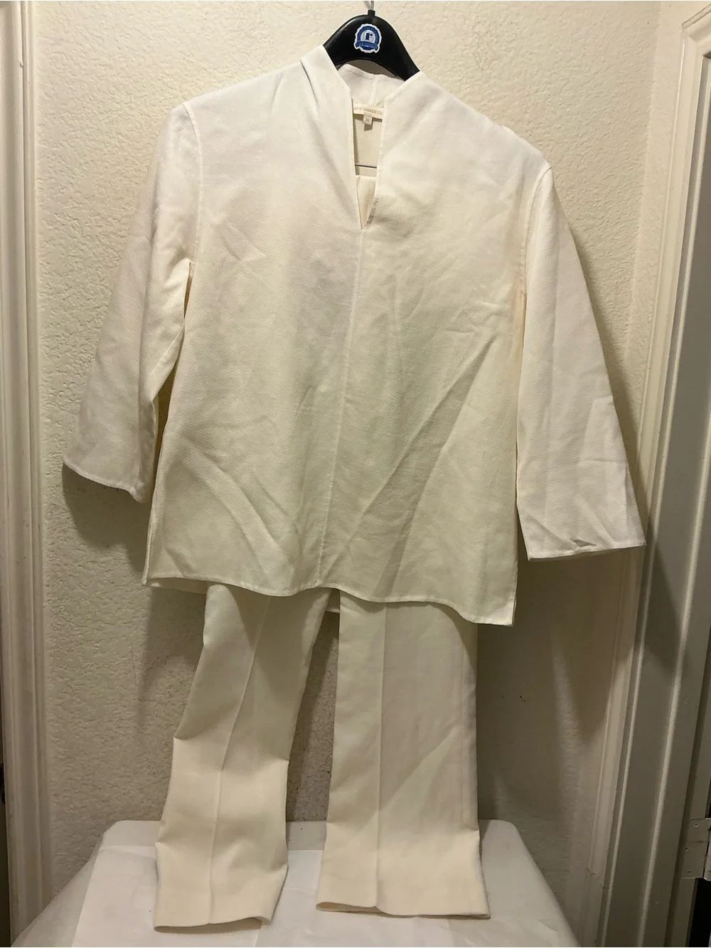 ANN MASHBURN Cream Textured Two-Piece Set wool blend - Picture 2 of 10